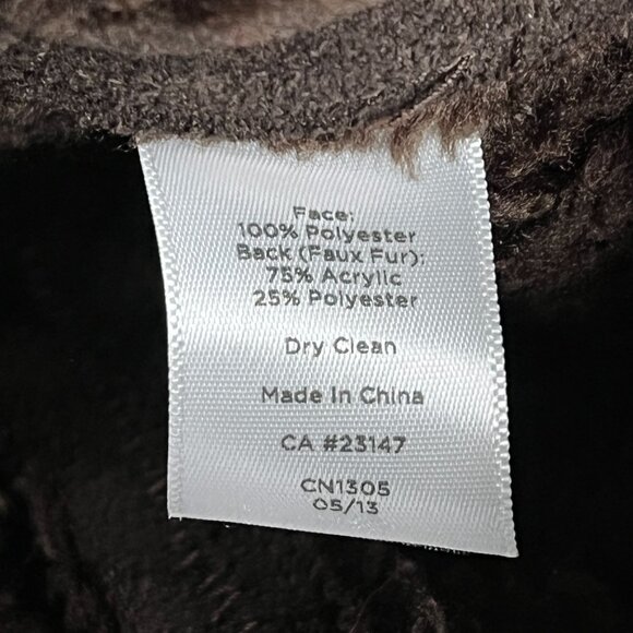 Talbots Brown Faux Suede Sherpa Vest Size 8P Cozy Winter Outerwear - Picture 8 of 12